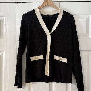 Adrianna Papell Black and Cream Cardigan